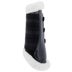 B Vertigo Drew Fleece Lined Brushing Boots -Horse Gear Shop b vertigo drew fleece fur line black front 19201 BLK horze 31359.1654288780