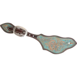 Desert Flower Rancher Spur Strap -Horse Gear Shop desert flower spur strap turquoise SSRDFTPW martin 92950.1674004462