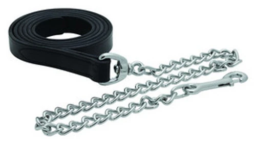 Perri's Leather Lead With Chrome Chain 1 Perri's Leather Lead With Chrome Chain