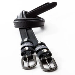 Kavalkade Crystal Leather Spur Straps -Horse Gear Shop spur strap grey blk grey hero 668 06 kavalkade 91064.1685496495