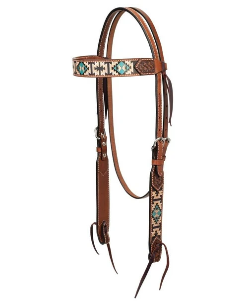 Turquoise Cross Aztec Brow Headstall 1 Turquoise Cross Aztec Brow Headstall