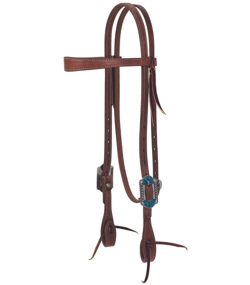 Weaver Leather Weaver Turquoise Flower Slim Brow Headstall 1 Weaver Leather Weaver Turquoise Flower Slim Brow Headstall